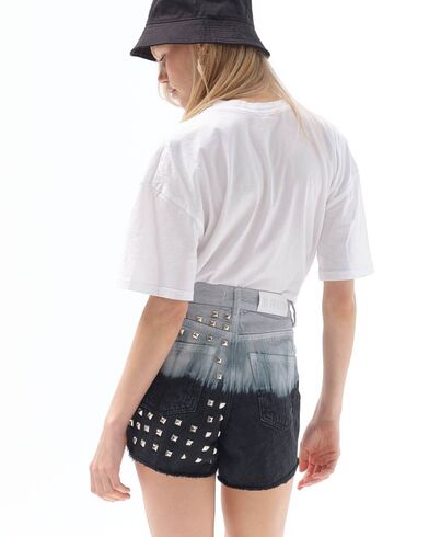 No Thinkin - Denim Shorts Fran High Rise Sustainable Studs Contrast