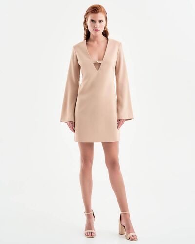 Access - 3044 Mini Dress With V Neckline and Stud Detail 