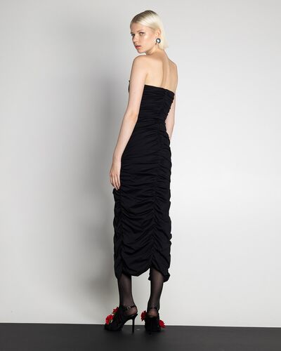 Mallory The label - Eve Long Strapless Dress Blk With Gold Metal Detail   