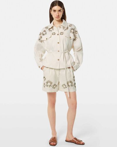 Scotch &amp; Soda - Embellished Belted Cotton Trucker Jacket   