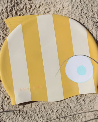 Παιδικό Σκουφάκι Κολύμβησης Sunnylife - Finn the Fish Mustard Stripe