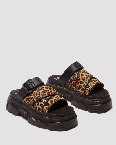 Dr Martens - Mattison Slide Mini Leopard Hair On Sandals  