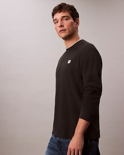 Ανδρική Κοντομάνικη Μπλούζα Calvin Klein - Ls Waffle Badge Crewnk