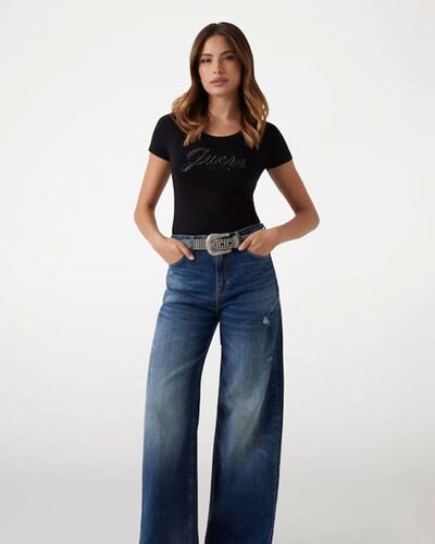 Γυναικεία Κοντομάνικη Μπλούζα Guess - Cn Ss Embro Script Logo