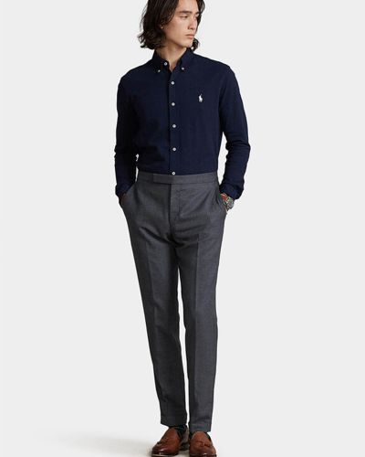 Men Shirt Polo Ralph Lauren Lsfbbdm5-Long Sleeve-Knit 710654408016 410 Navy   