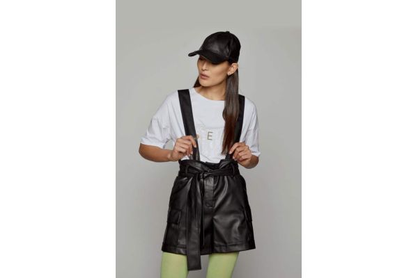 Spell - 5096 Leather Texture with Strap Shorts 