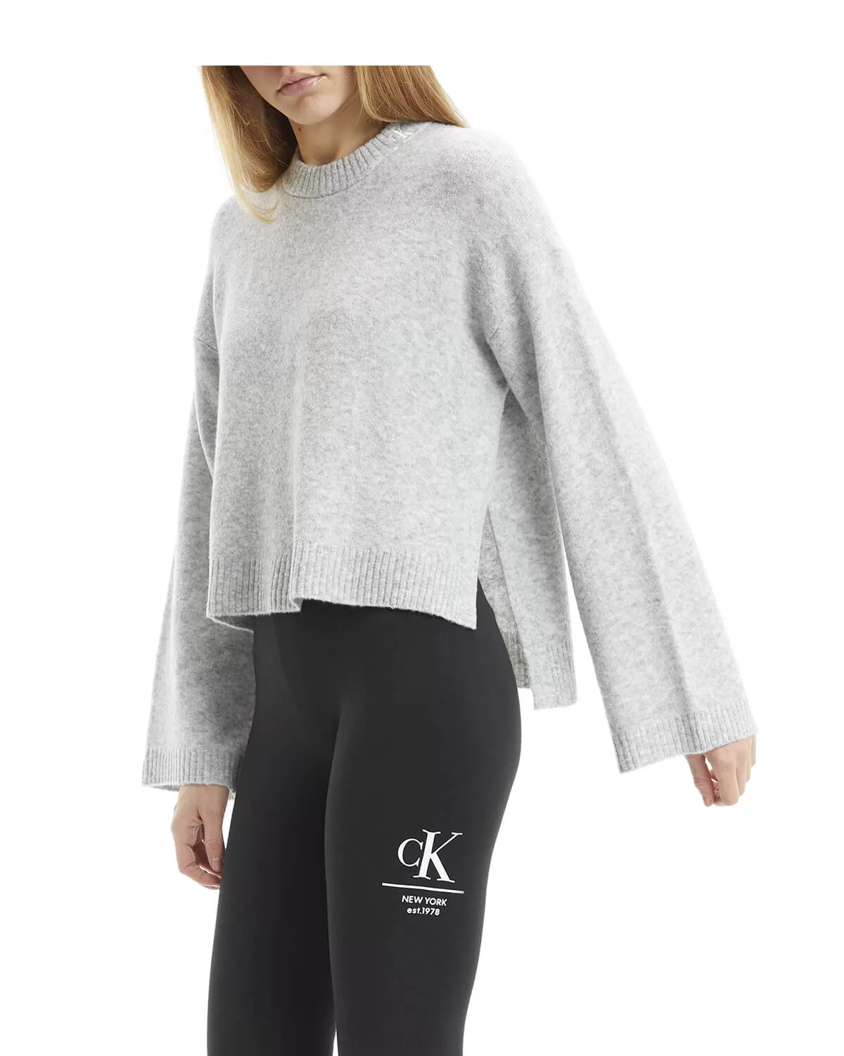 Calvin Klein - Fluffy Wide Open Sleeves Sweater Grey 